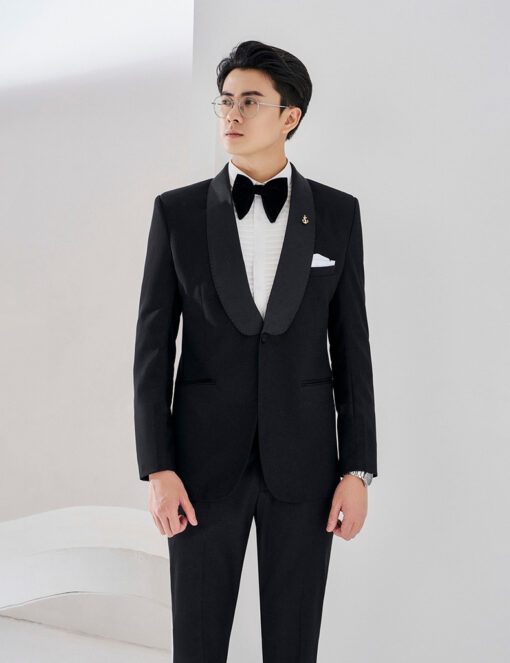 Bộ suit luxury màu đen ve sam - Hình ảnh 2